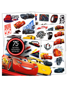 Tatuajes Temporales Disney Cars - 75 Diseños Diversos