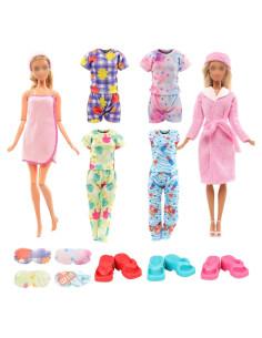 Conjunto Ropa de Muñeca 11.5" Enoch - 4 Pijamas y Accesorios