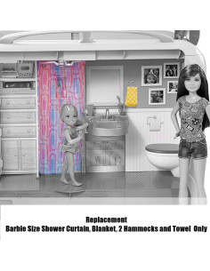 Cortina de Ducha Barbie FBR34 + Manta, 2 Hamacas y Toalla 2