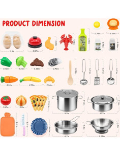 Juego de Cocina de Juguete Hohosunlar 38 Piezas Acero Inoxidable 2