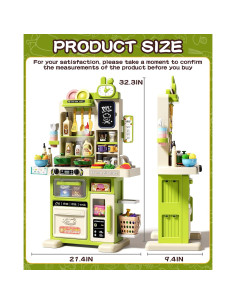 Juego de Cocina Infantil Eohemeral 86 cm 70 Piezas Verde 2