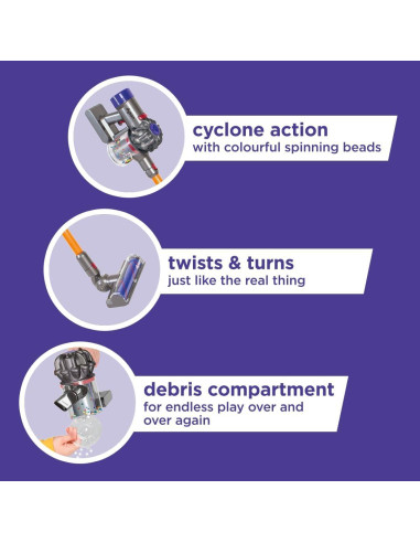 Aspiradora de Juguete Inalámbrica Casdon Dyson Morado