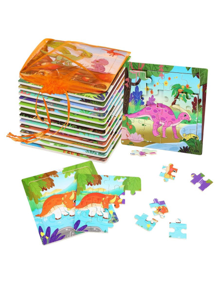 Rompecabezas de Madera SANNIX 12 Piezas Dinosaurios Niños Rompecabezas de Madera SANNIX 12 Piezas Dinosaurios Niños
