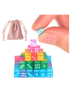 Paquete de 100 Dados Mini 5mm DLUGOPIS con Bolsa Terciopelo