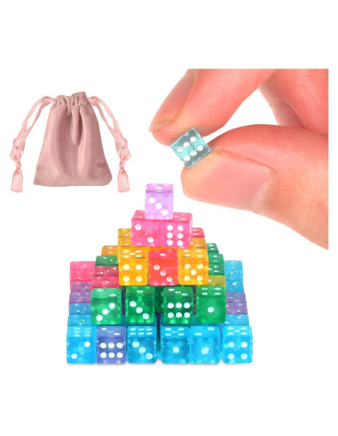 Paquete de 100 Dados Mini 5mm DLUGOPIS con Bolsa Terciopelo