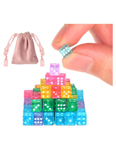 Paquete de 100 Dados Mini 5mm DLUGOPIS con Bolsa Terciopelo