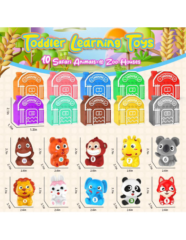 Juguetes de Aprendizaje Montessori Jetbotell 20 Piezas Animales