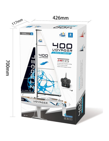 Barco de Vela RC PlaySTEAM Voyager 400 Rojo 66 cm