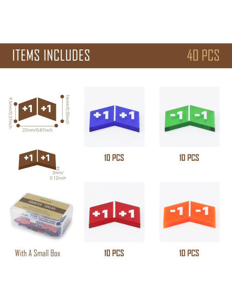 40 Piezas Contadores Coloridos MTG - Estadísticas y Lealtad