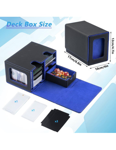 Caja de Cartas WELLMILLER MTG Commander Azul con Divisores