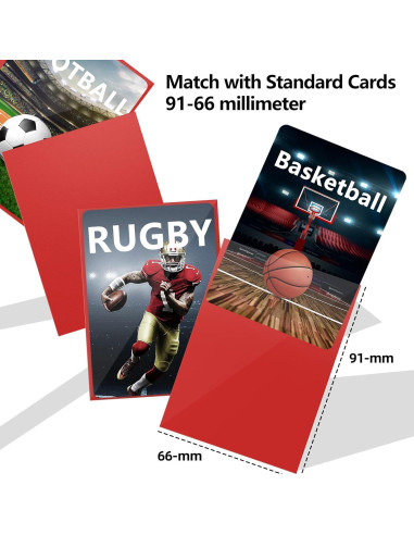 1000 Fundas de Cartas Mlikero Rojas 66x91 mm Mate