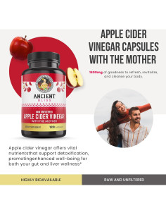 Cápsulas de Vinagre de Sidra de Manzana Orgánico Ancient Bliss 1600mg - 120 Unidades 2