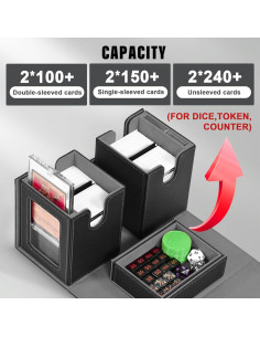 Caja de Deck Kabinka 3 en 1 para Cartas Coleccionables Negra 2