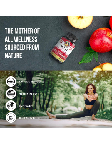 Cápsulas de Vinagre de Sidra de Manzana Orgánico Ancient Bliss 1600mg - 120 Unidades