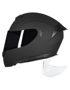Casco ILM-317 Motocicleta Completo Negro Mate L
