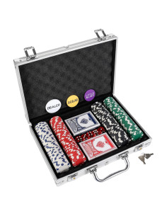 Juego de 200 Fichas de Póker LUOBAO con Estuche y Cartas