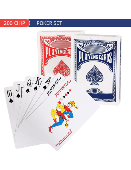 Juego de 200 Fichas de Póker LUOBAO con Estuche y Cartas