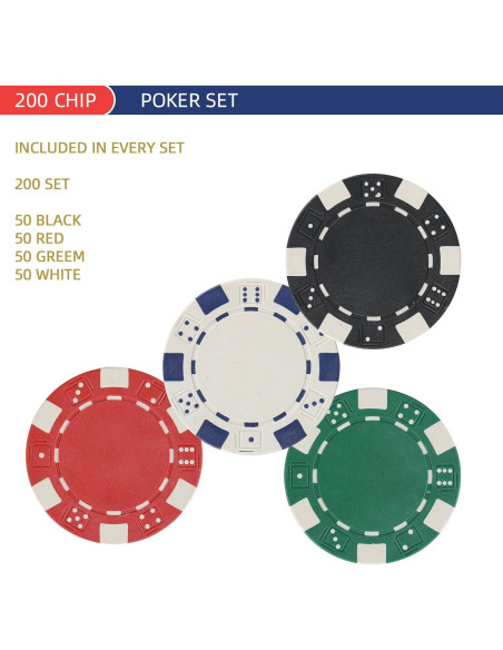 Juego de 200 Fichas de Póker LUOBAO con Estuche y Cartas