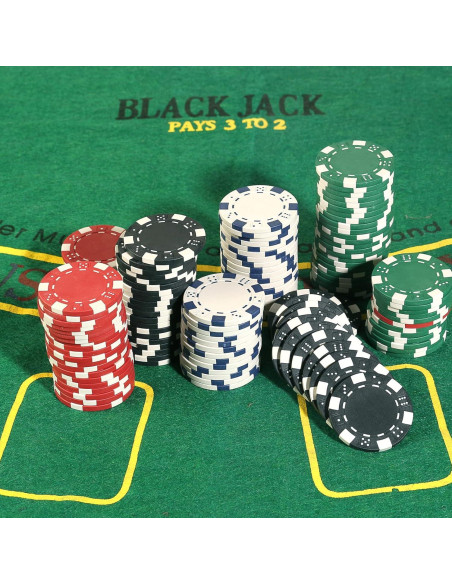 Juego de 200 Fichas de Póker LUOBAO con Estuche y Cartas