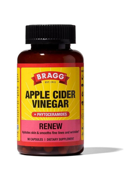 Cápsulas de Vinagre de Sidra de Manzana Bragg - 90 Unidades - Hidratación y Piel Saludable