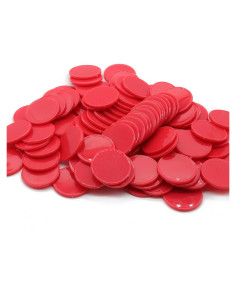 Juego de 100 Fichas de Plástico Rojo para Aprendizaje 25 mm
