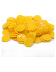 Juego de 100 Fichas Plásticas Amarillas 25 mm para Aprendizaje