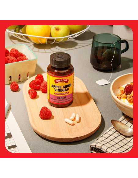 Cápsulas de Vinagre de Sidra de Manzana Bragg - 90 Unidades - Hidratación y Piel Saludable