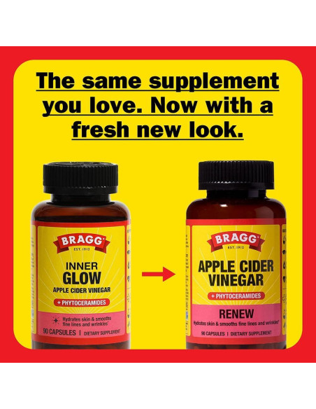 Cápsulas de Vinagre de Sidra de Manzana Bragg - 90 Unidades - Hidratación y Piel Saludable