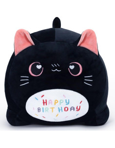 Almohada de Juguete de Felpa Gato Negro 25cm Feliz Cumpleaños 2