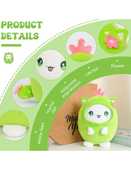 Almohada de Gato Cactus Alayger 20 cm Suave Kawaii