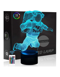 Luz Nocturna 3D Astronauta Comiwe, 16 Colores, Control Remoto