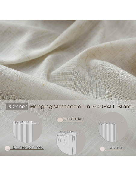 Cortinas KOUFALL de Lino 132x259 cm con Bolsillo Trasero Cortinas KOUFALL de Lino 132x259 cm con Bolsillo Trasero