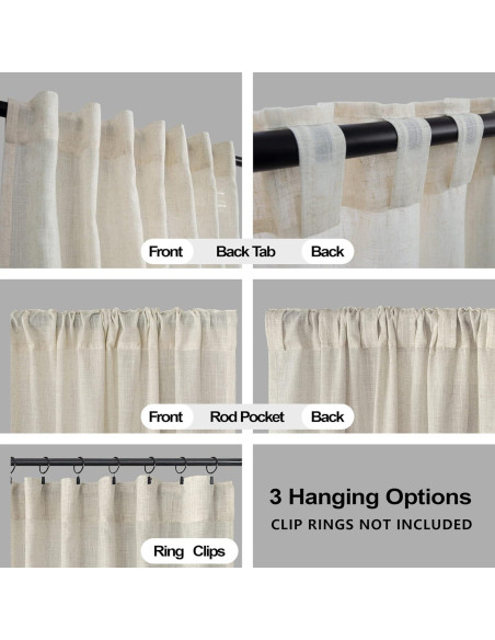 Cortinas KOUFALL de Lino 132x259 cm con Bolsillo Trasero Cortinas KOUFALL de Lino 132x259 cm con Bolsillo Trasero