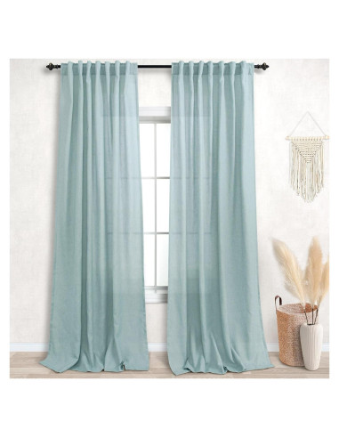 Cortinas Sheer KOUFALL Verde Mar 52x244 cm con Bolsillo