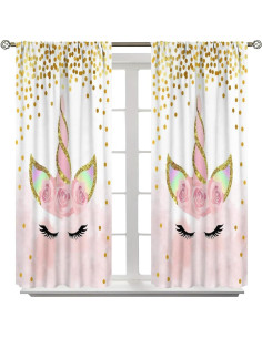Cortinas de Unicornio SXXLDNG 2 Paneles 21x113 cm Decorativas 2
