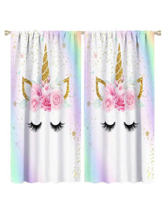 Cortinas de Unicornio SXXLDNG 2 Paneles 106x212 cm Aislantes