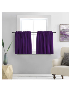 Cortinas Oscurecedoras DONREN 42x24 cm Púrpura Real 2 Paneles
