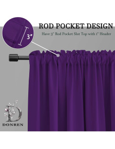 Cortinas Oscurecedoras DONREN 42x24 cm Púrpura Real 2 Paneles 2