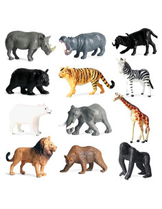 12 Pcs Figuras Animales Safari Yowlieu Juguetes Educativos