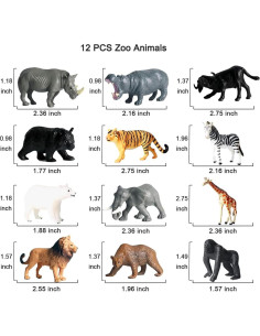 12 Pcs Figuras Animales Safari Yowlieu Juguetes Educativos 2