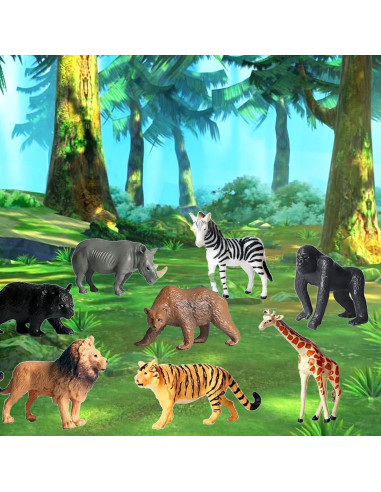 12 Pcs Figuras Animales Safari Yowlieu Juguetes Educativos