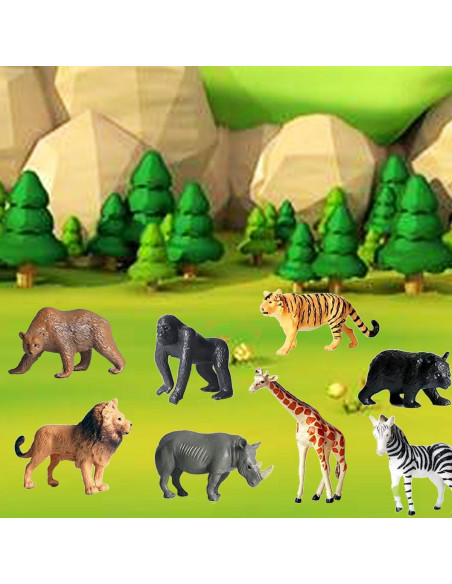 12 Pcs Figuras Animales Safari Yowlieu Juguetes Educativos