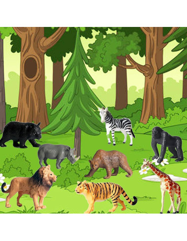 12 Pcs Figuras Animales Safari Yowlieu Juguetes Educativos