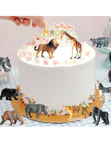 12 Pcs Figuras Animales Safari Yowlieu Juguetes Educativos