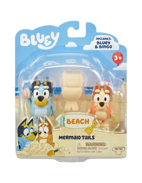 Figuras Bluey y Bingo con Cola de Sirena 6.35 cm