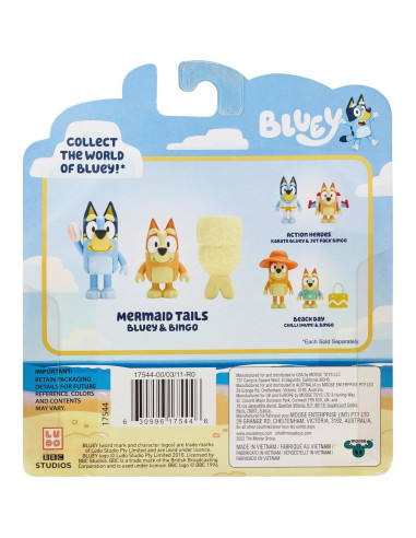 Figuras Bluey y Bingo con Cola de Sirena 6.35 cm