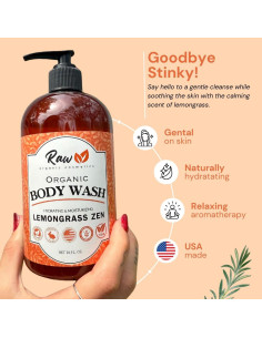 Jabón Corporal Orgánico Raw - Hierba Limón 453.6 g pH 5.5 2