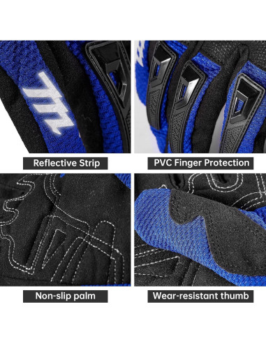 Guantes de Motocicleta MADBIKE MD66 Transpirables Azul