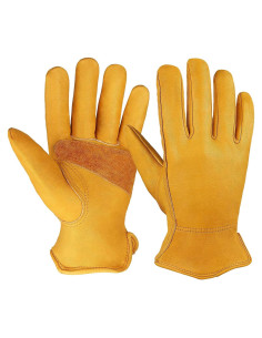 Guantes de trabajo OZERO de cuero de vaca Mediano Oro