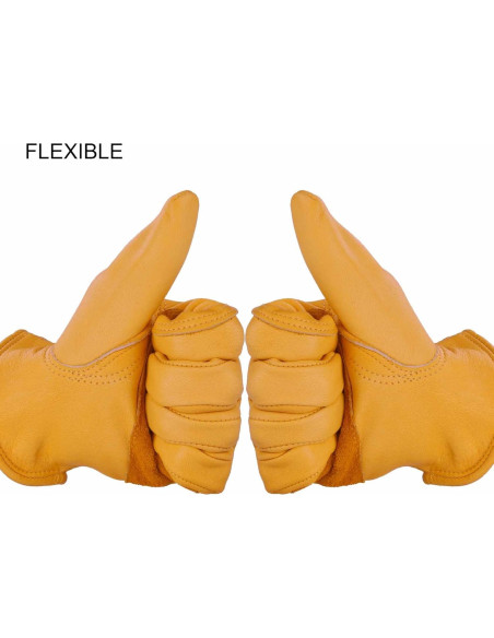 Guantes de trabajo OZERO de cuero de vaca Mediano Oro